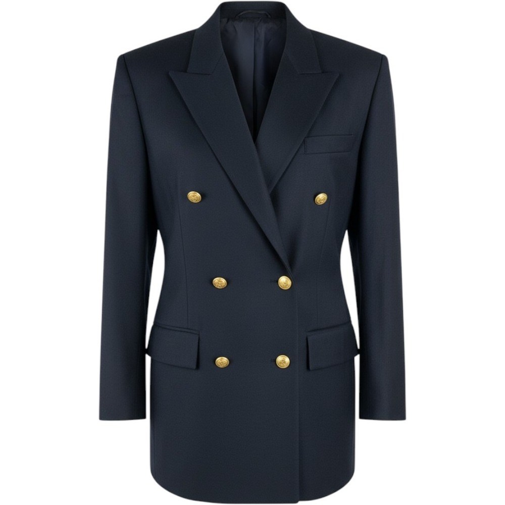 Gap Vintage Navy Blue Virgin Wool Double Breasted Blazer Made in Italy Size 6